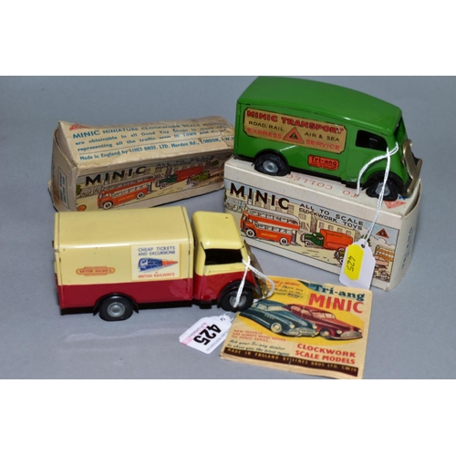 425 - A BOXED TRI-ANG MINIC SHORT CAB BRITISH RAILWAYS VAN, No. 107M, with a boxed Minic Transport Shutter... 