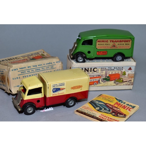 425 - A BOXED TRI-ANG MINIC SHORT CAB BRITISH RAILWAYS VAN, No. 107M, with a boxed Minic Transport Shutter... 