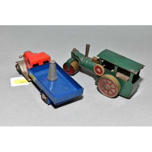 428 - A TRI-ANG MINIC STEAM ROLLER, No. 33M, 1st series version with brass fittings, wooden wheels and rol... 