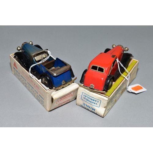 429 - TWO BOXED TRI-ANG MINIC VAUXHALL CARS, Tourer No. 17M, and Cabriolet No. 19M, both in play worn cond... 