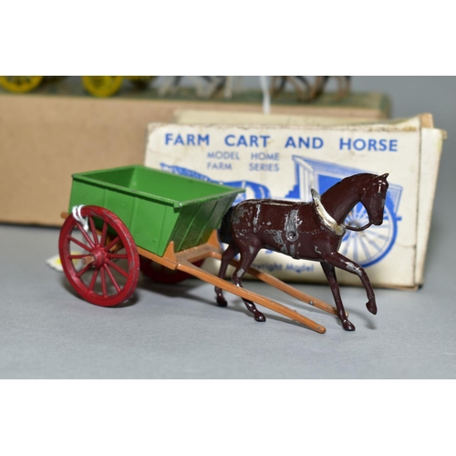 433 - A BOXED MODERN PRODUCTS COVERED WAGON WITH FOUR HORSES, green body, yellow wheels, plain canopy with... 