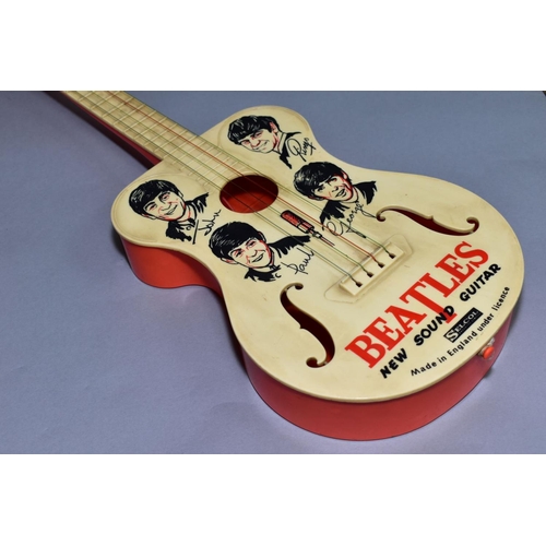 445 - A 1960'S SELCOL PRODUCTS LIMITED BEATLES 'NEW SOUND' GUITAR, with strings and pegs, marked 'Made in ... 