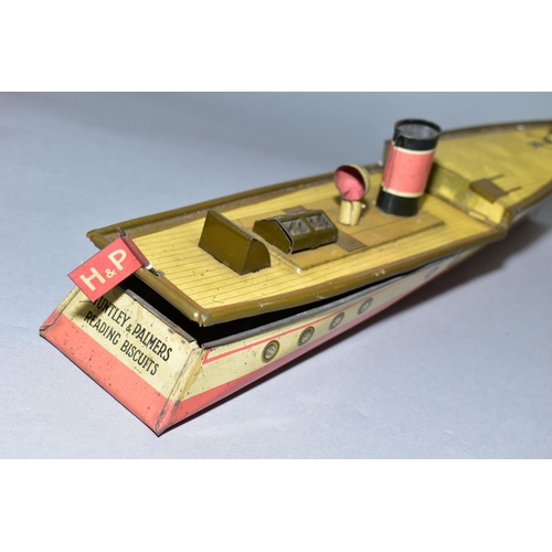 451 - A HUNTLEY & PALMERS (READING) BISCUIT TIN, shaped as a A River Thames Tug Boat, hinged lid opens fro... 