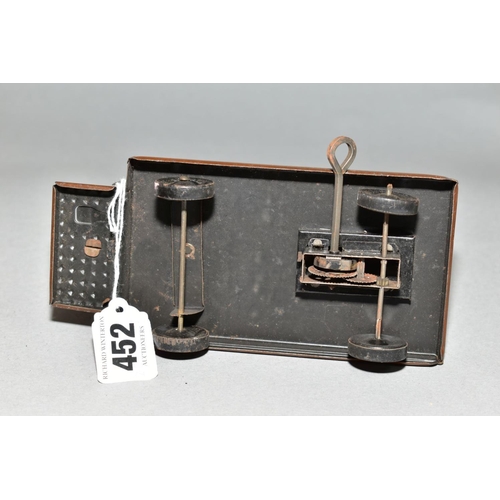 452 - A TIPP & CO TINPLATE CLOCKWORK STATION LUGGAGE TROLLEY, playworn condition, missing trunk, driver mi... 