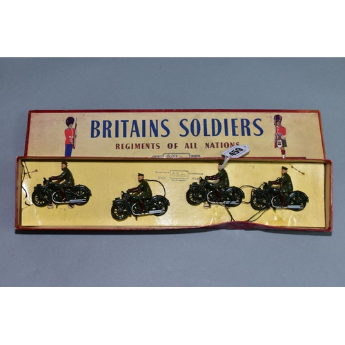 459 - A BOXED BRITAINS HOLLOWCAST ROYAL CORPS OF SIGNALS MOTORCYCLE DESPATCH RIDERS SET, No.1791, four des... 