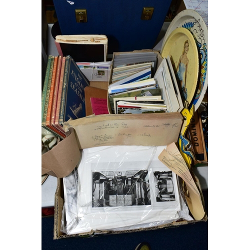 500 - A BOX OF MIXED EPHEMERA, including postcards, photographs and regional books etc