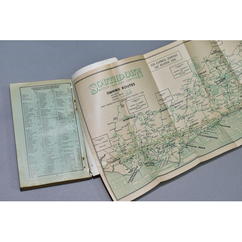 518 - A SOUTHDOWN MOTOR SERVICES LTD OFFICIAL TIME TABLE BOOK, 1957-1958, with a route map