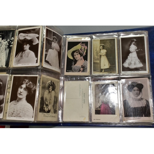 534 - PHOTOGRAPHIC POSTCARDS, an album of 265 photographic postcards of Edwardian actresses including Vest... 