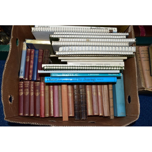 536 - FIVE BOXES OF BOOKS, to included 'Punch', volumes, Glover's Derby and art books (5 boxes)