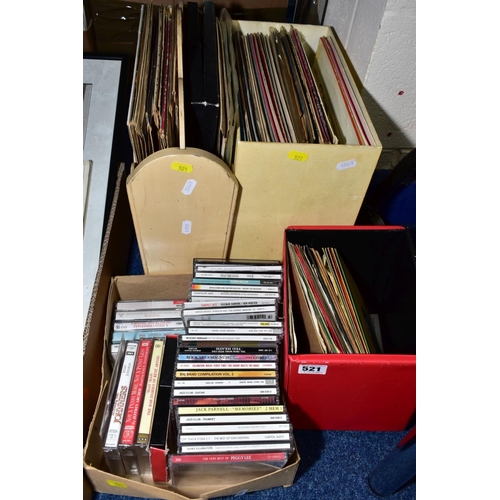 521 - FOUR BOXES/CASES OF LP'S, CD'S SINGLES AND CASSETTES, including  film themes, easy listening, jazz, ... 