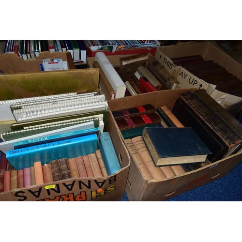 536 - FIVE BOXES OF BOOKS, to included 'Punch', volumes, Glover's Derby and art books (5 boxes)