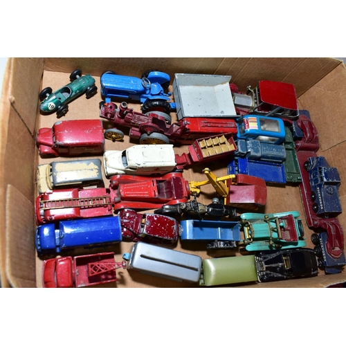 567 - A QUANTITY OF UNBOXED ASSORTED PLAY WORN DIECAST VEHICLES, to include Corgi Toys Batmobile, No 267 e... 