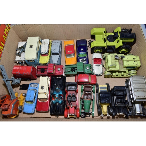 567 - A QUANTITY OF UNBOXED ASSORTED PLAY WORN DIECAST VEHICLES, to include Corgi Toys Batmobile, No 267 e... 