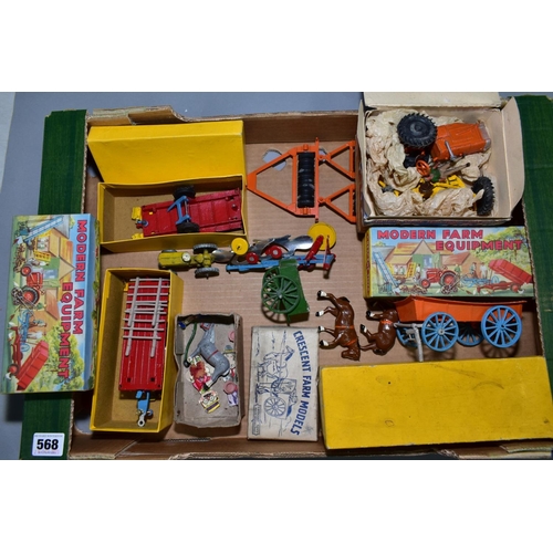 568 - A QUANTITY OF BOXED CRESCENT TOYS, FARM MODELS AND MODERN FARM EQUIPMENT MODELS, to include Farmers ... 