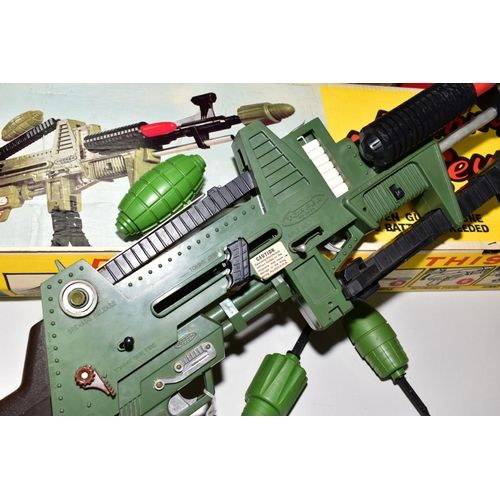 573 - A BOXED TOPPER JOHNNY SEVEN ONE MAN ARMY TOY GUN, No 602E, appears complete with all accessories, (m... 