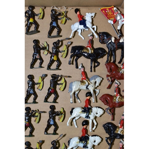 574 - A QUANTITY OF ASSORTED HOLLOWCAST FIGURES, to include a quantity of Hanks Zulu figures (playworn con... 