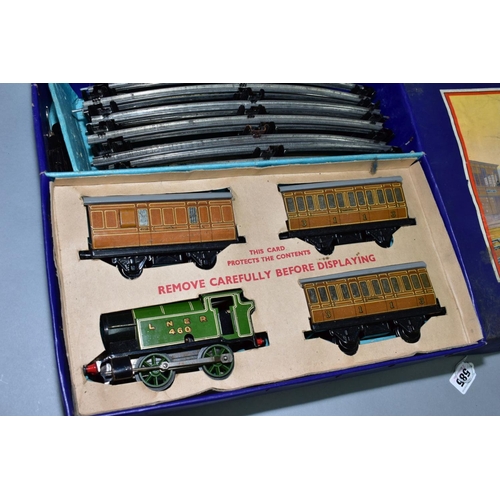 585 - A BOXED HORNBY 0 GAUGE CLOCKWORK TANK PASSENGER TRAIN SET, No 101, comprising locomotive No 460, L.N... 