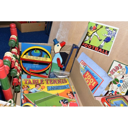 586 - A QUANTITY OF ASSORTED VINTAGE TOYS AND GAMES, mainly 1950's, to include tinplate Kay Loop-La game (... 