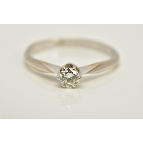 62 - A SINGLE STONE DIAMOND RING, the white metal ring designed with a claw set, round brilliant cut diam... 