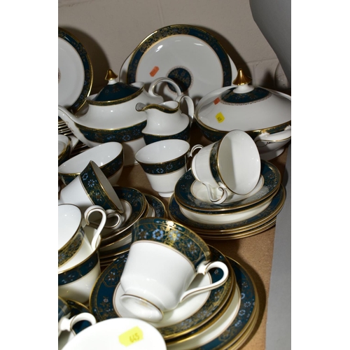 645 - ROYAL DOULTON CARLYLE H5018 DINNER AND TEA WARES, to include tea pot, eight tea cups and saucers, tw... 