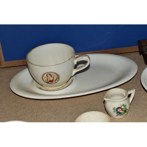 646 - FOUR BOXES AND LOOSE CERAMICS etc to include Cauldon china fish pattern plates, F & Sons flow blue t... 