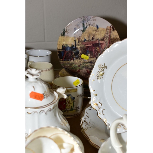 670 - A COLLECTION OF CERAMICS, including Victorian white tea wares, having gilt decoration, a pair of Sat... 