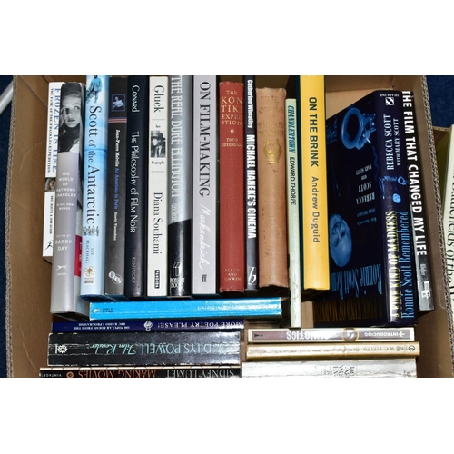 671 - TWO BOXES OF BOOKS, HARD BACKS AND PAPER BACKS, subjects include Film/Cinema, F**king Hell by Jake &... 