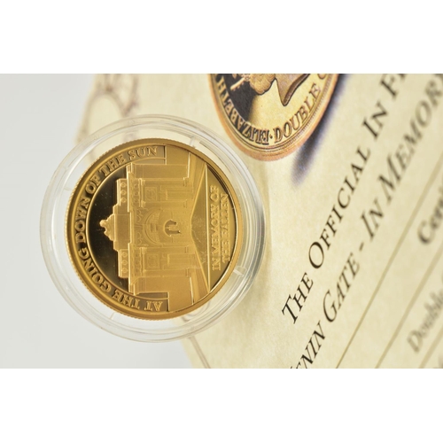 91 - A 9CT GOLD COMMEMORATIVE COIN, 'IN MEMORY OF THE FALLEN', depicting 'The Official in Flanders Field ... 