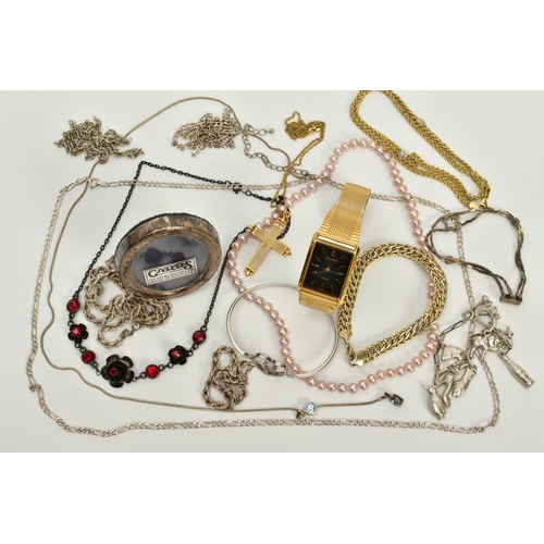 94 - A SELECTION OF JEWELLERY AND ITEMS, to include a miniature silver oval photo frame, hallmarked Sheff... 