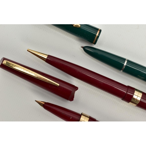 6 - A SELECTION OF PENS, to include a cased parker sonnet stainless steel gold trim ballpoint pen, a par... 