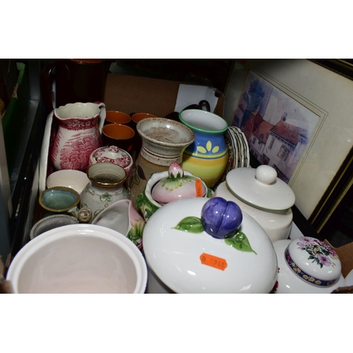 619 - FOUR BOXES AND LOOSE SUNDRY ITEMS ETC, to include a Viners plated candelabra Swiza overwound alarm c... 