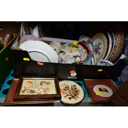 619 - FOUR BOXES AND LOOSE SUNDRY ITEMS ETC, to include a Viners plated candelabra Swiza overwound alarm c... 