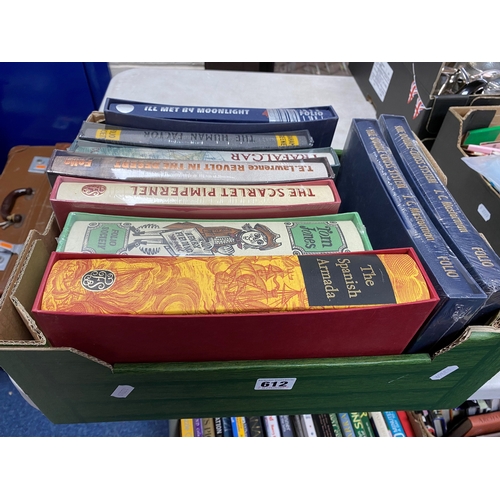 612 - A BOX OF FOLIO SOCIETY BOOKS, comprising Ill met by Moonlight, the Human Factor, Trafalgar Revolt in... 