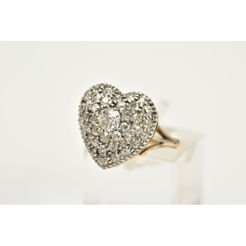 115 - A GOLD LATE VICTORIAN PAVE HEART, with graduated old Swiss and circular cut diamonds, originally des... 