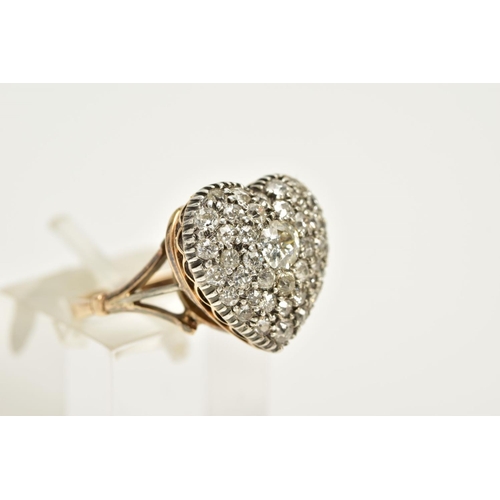 115 - A GOLD LATE VICTORIAN PAVE HEART, with graduated old Swiss and circular cut diamonds, originally des... 