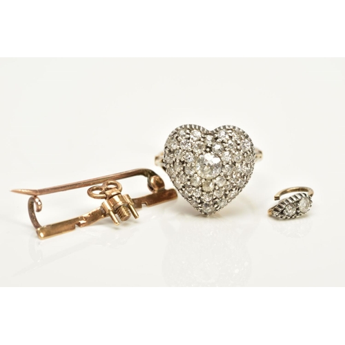 115 - A GOLD LATE VICTORIAN PAVE HEART, with graduated old Swiss and circular cut diamonds, originally des... 