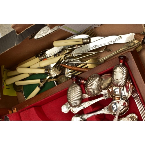 118 - A WOODEN CANTEEN OF CUTLERY AND METALWARE, the wooden canteen containing knives, forks, spoons and t... 