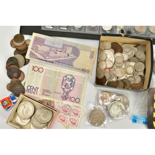 120 - A BOX OF COINS AND COMMEMORATIVES, to include a coin album and small amounts other coinage eg. old o... 