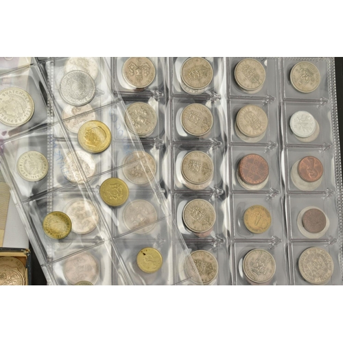 120 - A BOX OF COINS AND COMMEMORATIVES, to include a coin album and small amounts other coinage eg. old o... 