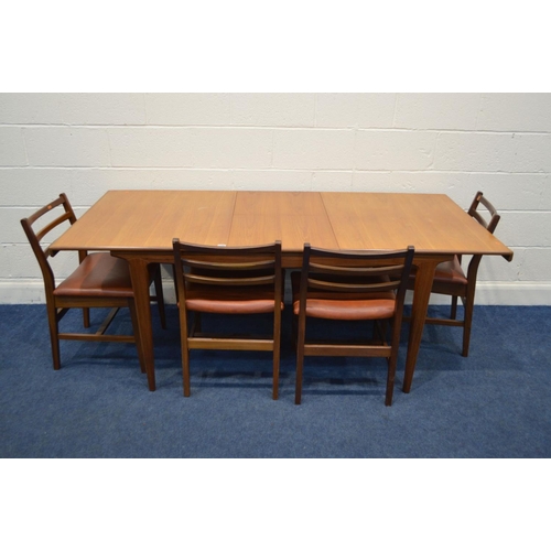 1286 - A MCINTOSH AND CO TEAK EXTENDING DINING TABLE, on tapering legs, extended length 191cm x closed leng... 