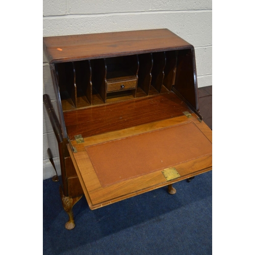 1288 - A TALL EARLY TO MID 20TH CENTURY MAHOGANY CHEST OF FIVE DRAWERS on ball and claw feet, width 57cm x ... 