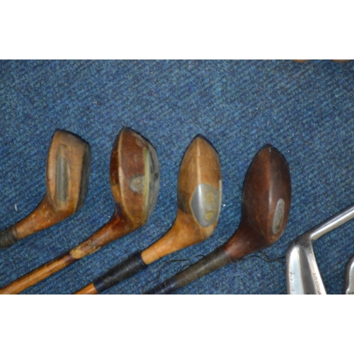 1292 - A LARGE COLLECTION OF VINTAGE HICKORY SHAFTED GOLF CLUBS, to include mainly irons, putters, woods, t... 