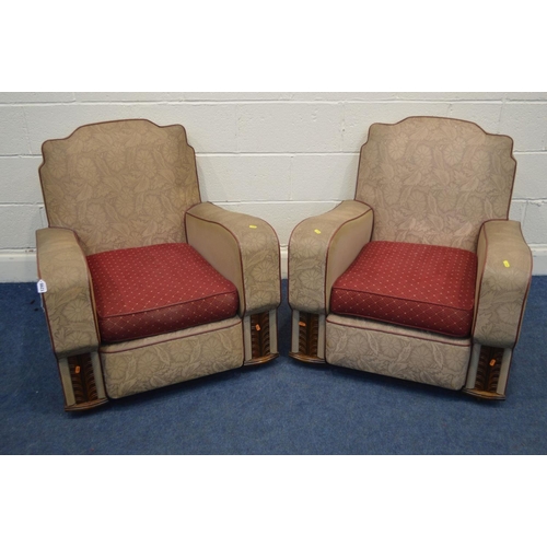 1295 - A PAIR OF 1930'S ART DECO ARMCHAIRS