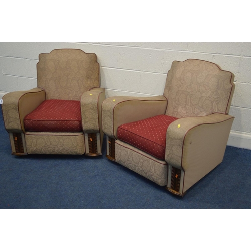 1295 - A PAIR OF 1930'S ART DECO ARMCHAIRS