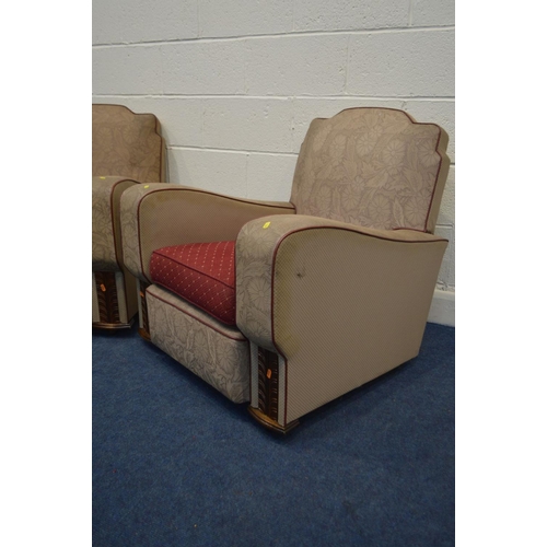 1295 - A PAIR OF 1930'S ART DECO ARMCHAIRS