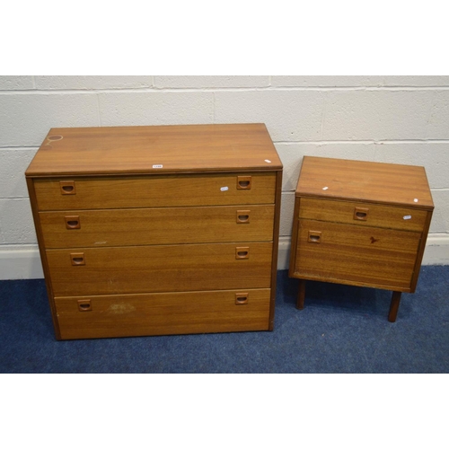 1298 - AN ALFRED COX TEAK CHEST OF DRAWERS, width 84cm x depth 44cm x height 72cm (ring marks to the top, m... 