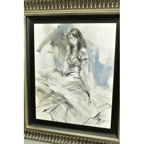 322 - ANNA RAZUMOVSKAYA (RUSSIAN CONTEMPORARY) 'NIGHT FIRE' a portrait study of a female figure, signed bo... 