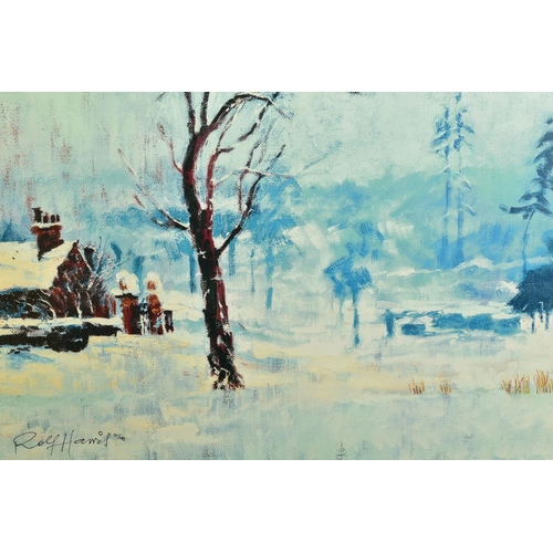 323 - ROLF HARRIS (AUSTRALIAN 1930) 'SNOW ON MARSHY GROUND' a limited edition print of a Winter landscape ... 