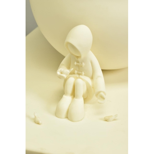 326 - MACKENZIE THORPE (BRITISH 1956) 'FEED THE BIRDS' a limited edition Parian sculpture of a boy and a h... 