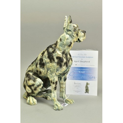 328 - APRIL SHEPHERD (BRITISH CONTEMPORARY) 'ON GUARD' a limited edition cold cast porcelain sculpture of ... 